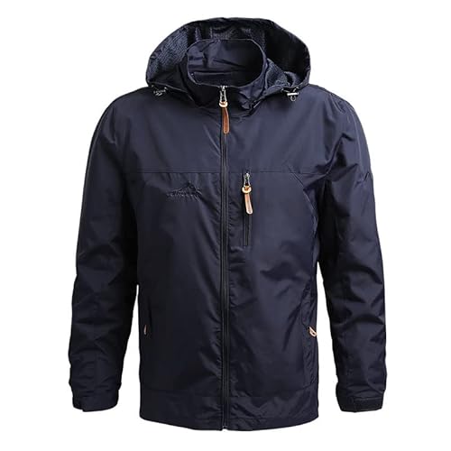 casaco masculino casaco de inverno com capuz corta-vento quente e à prova de vento (azul,M)