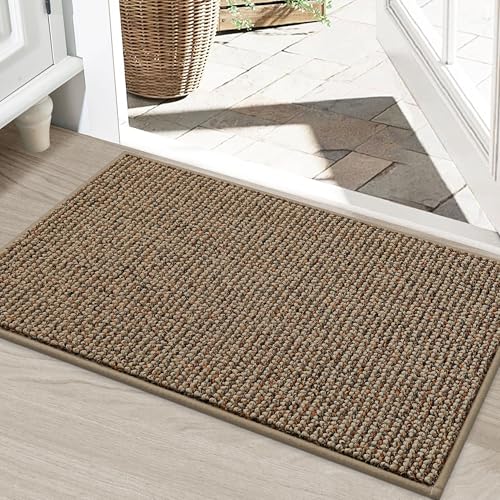 Image of BEQHAUSE Dirt Trapper Door Mat 24 inch x 36 inch, Non-Slip Washable Doormats Entrance Mat, Dirt Resistant and Absorbent Welcome Mat, Low Profile Floor Mats for Front Back Door and Entryway, Beige