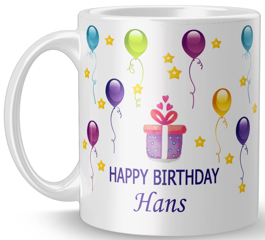 MM9E 'Hans'' Happy Birthday Name Printed Coffee Mug , Hans Name Mug, Gift for Kids, Friend, Birthday Wish, Happy Birthday Gift, Husband, Brother (MM212) Ceramic Coffee Mug (330ml)