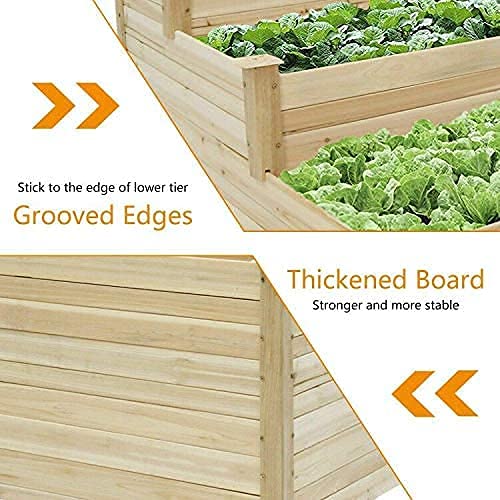 Kintness 3-Tier Raised Garden Bed Elevated Yard Box For Growing Flowers Vegetables Herb Backyard Kit For Outdoor #TOP4