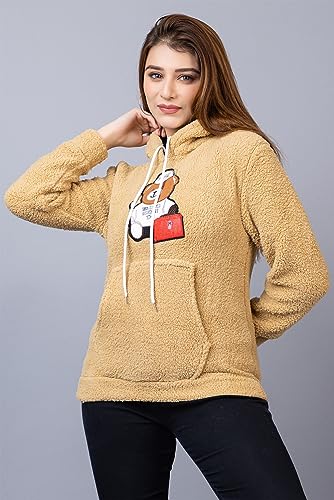 Image of Wear lusso Women Wool Blend Hooded Neck Sweatshirt with Hoodies | Full Sleeves Women's Winter Wear | Warm & Stylish Hoodie
