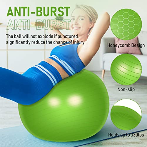 Image of Leyndo 2 Pcs Exercise Ball Yoga Ball with Pump 26 Inches / 65 cm for Workout Pregnancy Stability Anti Burst Birthing Fitness Improved Posture, Balance, Yoga, Pilates, Training