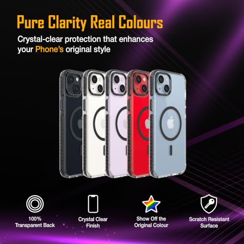 Image of Zapcase Crystal Clear Back case for iPhone 14 Plus | PC Back | TPU Bumper with Inner Rubber Grip | Metal Camera Guard Bezel | Metal Buttons | Scratch Resistant Cover | 2 Layer Edge Protection | Black