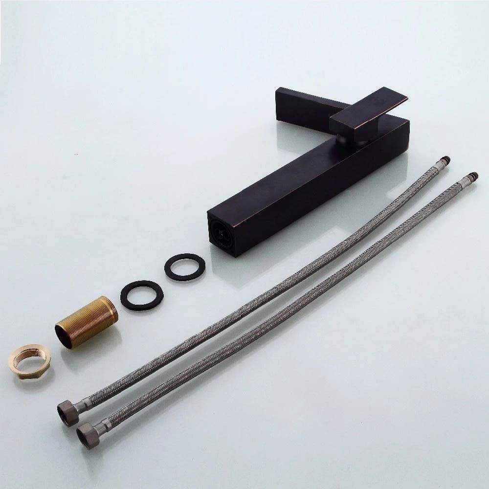 Robinet cascade de salle de bain mitigeur eau chaude et froide noir ORB pour lavabo vasque