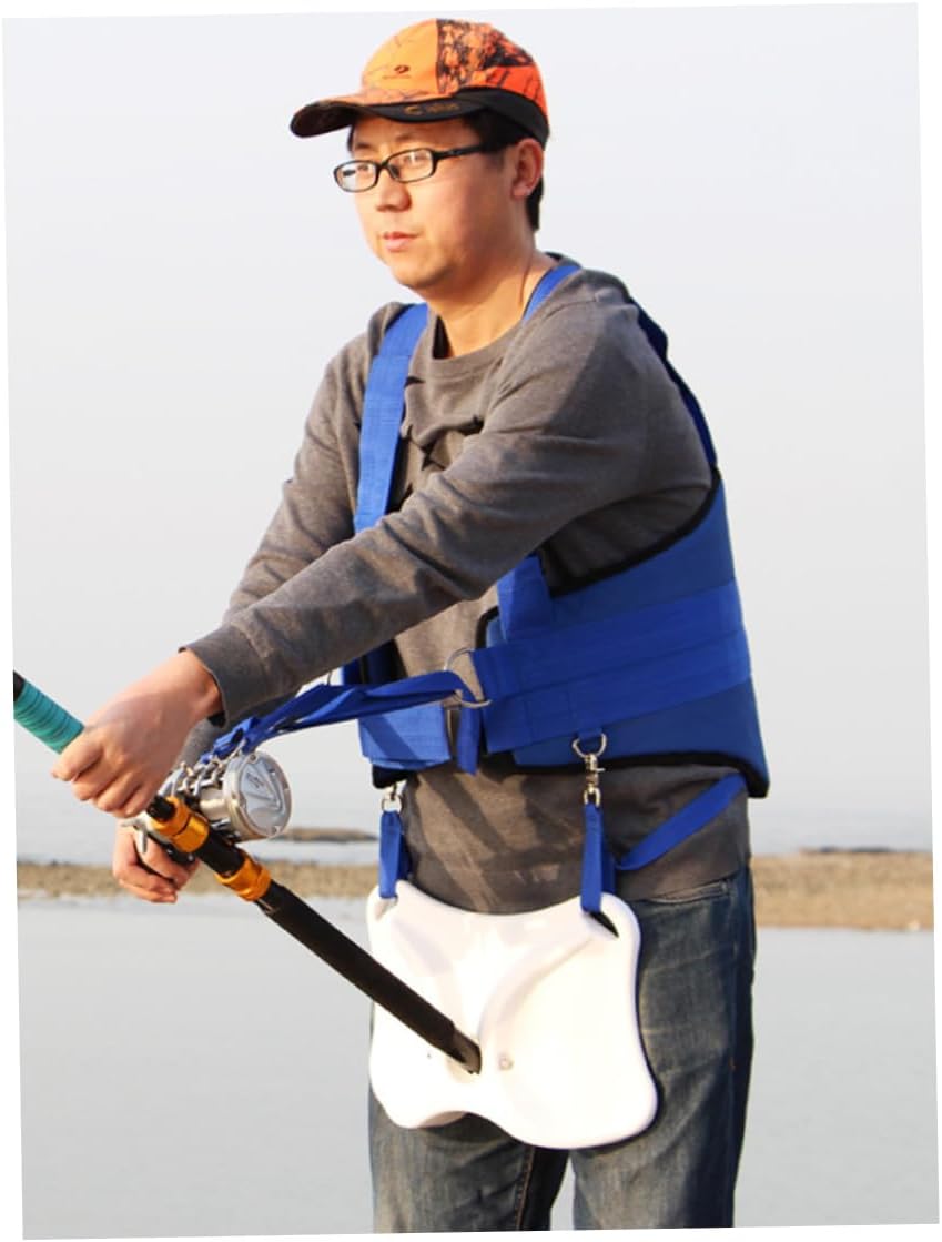 Adjustable Fishing Rod Fighting Belt Stand Up Fishing Belt with Shoulder Back Harness Boat Fishing Belly Belt Rod Holder