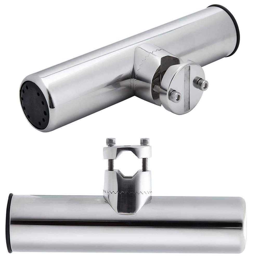 ITYAGUY 316 Stainless Steel Fishing Rod Holder Mirror Polish Marine Adjustable Fishing Rod Holder Boat Hardware for 7/8'' to 1'' Rails 2 pcs