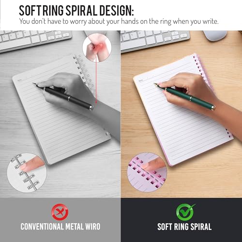 Image of DOODLE A5 Notebook with Soft Spiral Wiro, Elastic Band Closure & Pen Holder | Beautifully Printed PP Cover | 160 Pages of Premium Ruled Paper | Perfect for School, College & Office Use - Bright Beam