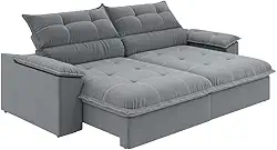 Sofá Retrátil e Reclinável Bipartido 2,50m 4 Lugares Veneto Slim Luizzi (Chumbo)