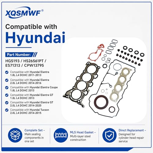 Image of XQSMWF Cylinder Engine Head Gasket Set Fit for Hyundai Elantra Coupe GT 2011-2020 Fit for Kia Forte Soul 1.8L /2.0L L4 2012 2013 2014 2015 2016 2017 2018# HGS193 HS26561PT ES71313 CPW13795