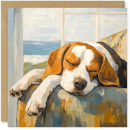 Beau Willows Beagle Birthday Card from the Dog - Adorable Sleeping Dog Card for Dog Mum Dad Wife Husband Girlfriend Boyfriend