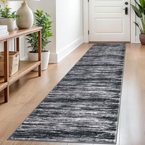 2x8 Black Navy Blue White Modern Abstract Runner Rug for Hallways, Super Soft Hallway Decor Kitchen Rugs with Non-Slip, Non-Shedding Washable Rug for Entryway Bedroom Indoor