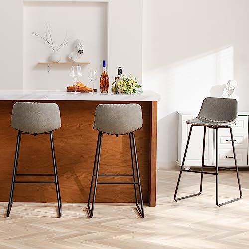Image of HeuGah Bar Stools with Backs Set of 3 for Island, Faux Leather Bar Chairs