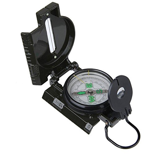 Compass BRÚJULA, Militar, Aceite LENSATICA, METÁLICA Verde Olivo, con Lupa, PRECISIÓN