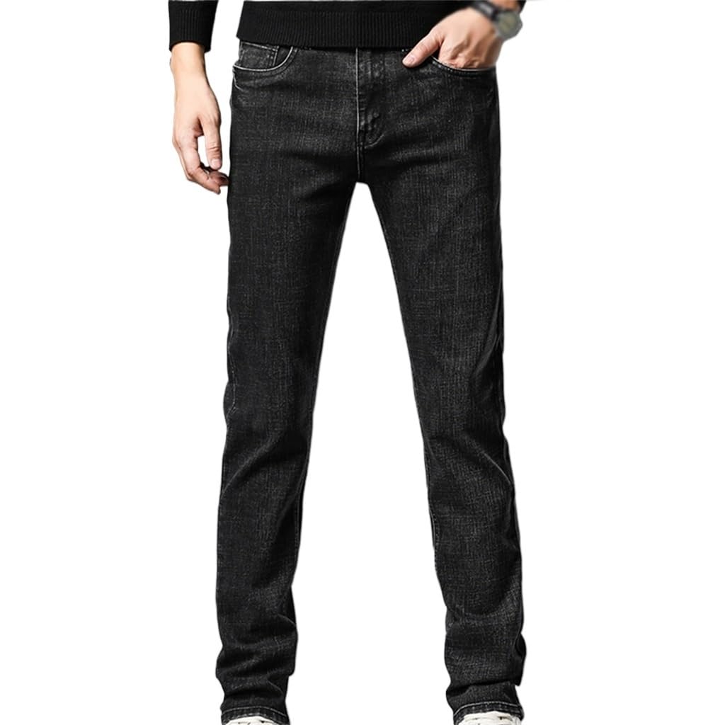 Clothing Youth Mens Slim Straight Jeans Simple Fashion Fit Cotton Stretch Nostalgic Denim