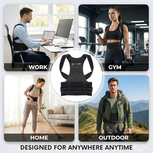Image of Posture Corrector Belt for Men| For Women| Back Pain Relief Belt| Adjustable Back Brace for Spine Alignment, Shoulder, Clavicle & Upper Back Support| Lightweight & Breathable | Universal Size|