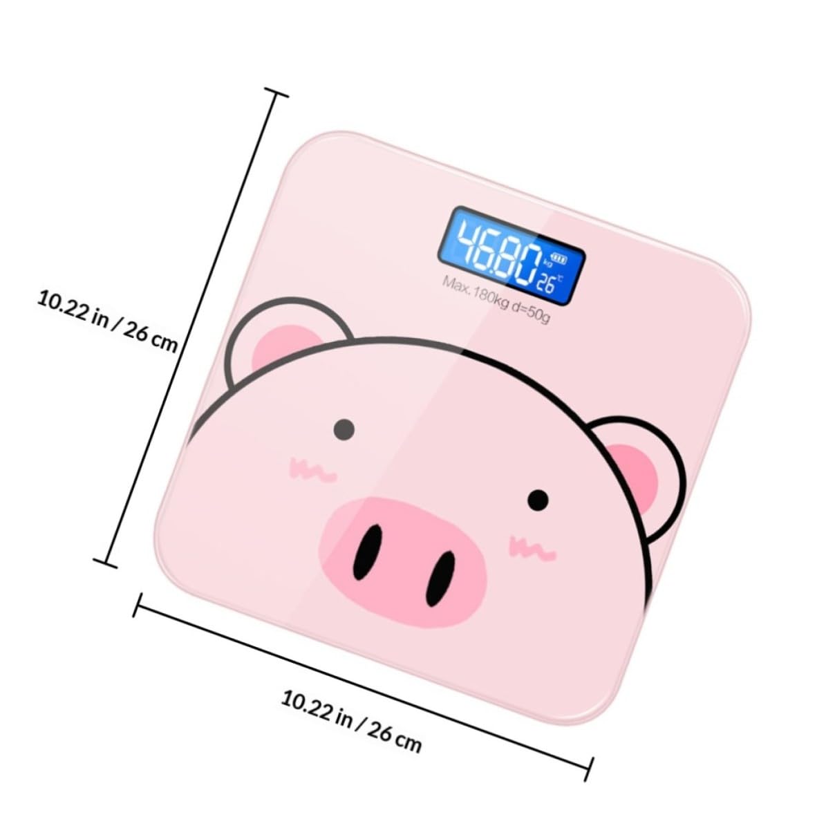 Báscula de Peso Corporal de Dibujos Animados Rosa de Vidrio Templado | Pantalla Lcd Nocturna de Alta Definición, Capacidad 0,2-180kg, Uso Doméstico Práctico