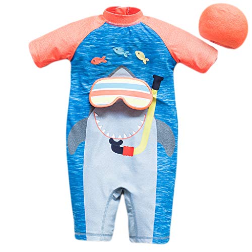 Preisvergleich Produktbild GCX Badeanzug für Jungen, Siamesischer Cartoon, niedlicher Baby-Sonnenschutz, schnell trocknend, Badeanzug für Jungen, Polyester, 80 cm