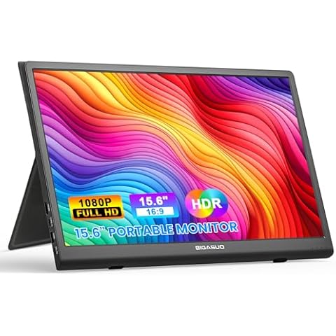 FANGOR Portable Monitor 15.6 Inch 1080P FHD Travel Monitor with Smart Cover, USB C HDMI Ultra-Slim Computer Gaming Display, External Monitor for Laptop PC Phone Mac PS4 Xbox Cover