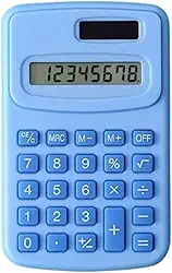 Calculadora Eletrônica de 8 Dígitos com Energia Solar e Bateria – Mini Calculadora Portátil para Escola, Escritório, Contabilidade, Estudos e Uso Diário – Teclas Suaves e Visor Grande (Azul)