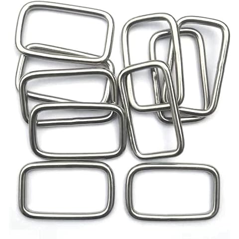 JY-MARINE 316 Stainless Steel Rectangle Ring Buckles 1-1/2x3/4 Inch Square Strap Webbing Belt Rings for Handbag Strap DIY Accessories and Bag Making Repairing,12Pieces Cover