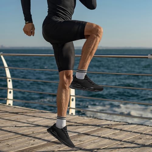 Image of Running Shoes for Men Walking Tennis Fashion Sneakers Athletic Casual Workout Gym Breathable Lightweight Comfortable Sports Non Slip Shoes Black Size 10