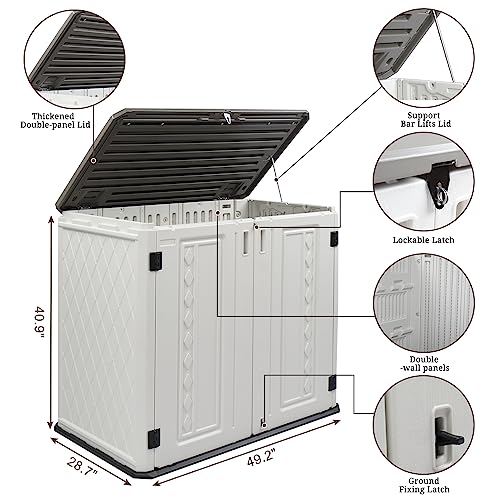 Outvita-Outdoor-Horizontal-Storage-Sheds-34-Cu-Ft-Weather-Resistant-Resin-Tool-Shed-Multi-Opening-Door-Waterproof-Lockable-for-Storage-of-Bike-Trash-Cans-Garden-Tools-Lawn-Mowers Outvita Outdoor Horizontal Storage Sheds 34 Cu Ft Weather Resistant Resin Tool Shed Multi Opening Door Waterproof Lockable for Storage of Bike Trash Cans Garden Tools Lawn Mowers