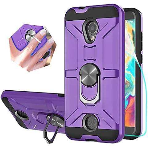 StarLodes Compatible for Coolpad Legacy S Case,3648A Phone Case,HD Screen Protector Shockproof Defender Cover with Rotatable Ring Kickstand Fit Magnetic Car Mount-Purple Cover