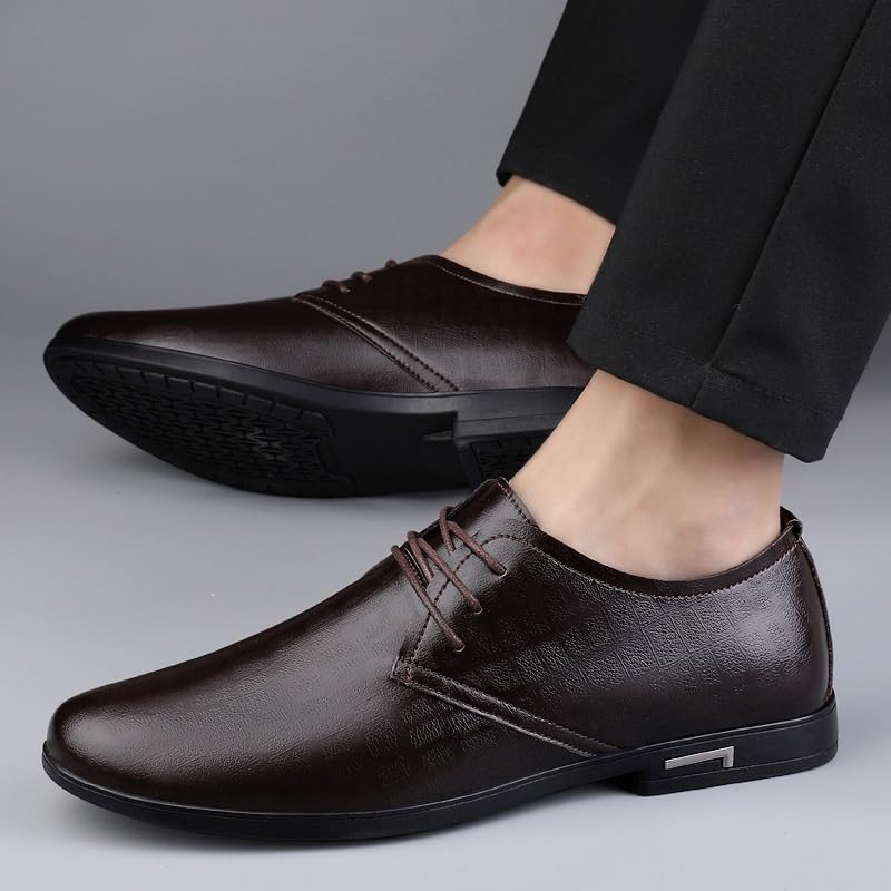 Men's Classic Oxford Shoes Vintage Non-Slip Softsole Walking Derby Shoes Patent Leather Formal Business Lace-up Dress Shoes3