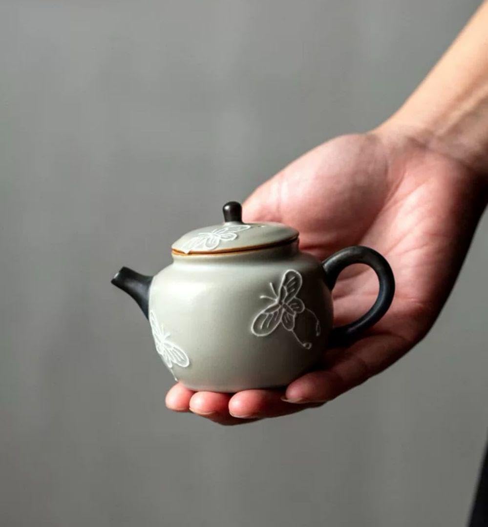 茶道具 膳所焼 淡海ぜぜ 平茶入 仕覆付 宗達極書付箱 M 8488 膳所焼