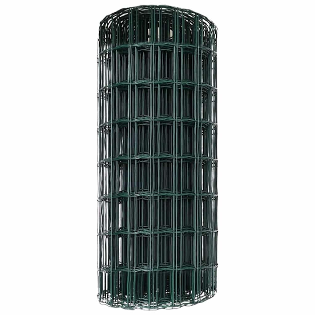 Ogrodzenie euro, zielone 0,8 x 10 m, żelazo powlekane PCW, wytrzymałe ogrodzenie ogrodowe do użytku na zewnątrz, trwała bariera dla zwierząt, łatwy montaż do ogrodu, na podwórko i taras
