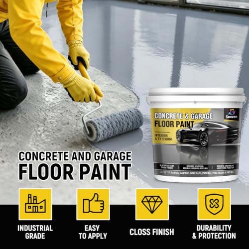 Pintura para piso de concreto y garaje SENVEN Gris 1 Galón, revestimiento semi brillante para interiores y exteriores miniatura 2