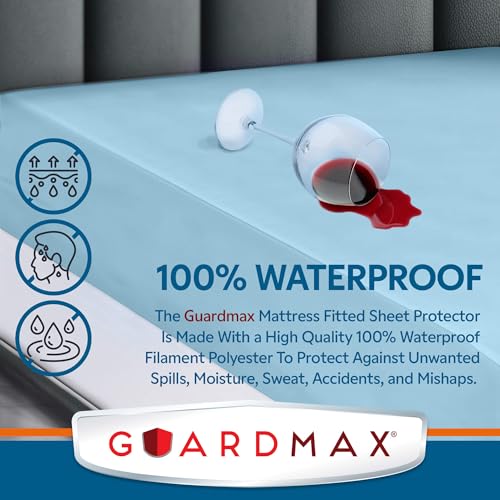 Image of Guardmax Jersey Knitted Full Size Mattress Protector - Waterproof & Dust Mite Proof Mattress Cover with Stretchable Pockets - Soft, Comfortable, & Noiseless Waterproof Fitted Sheet.(54 x 75 x 13)