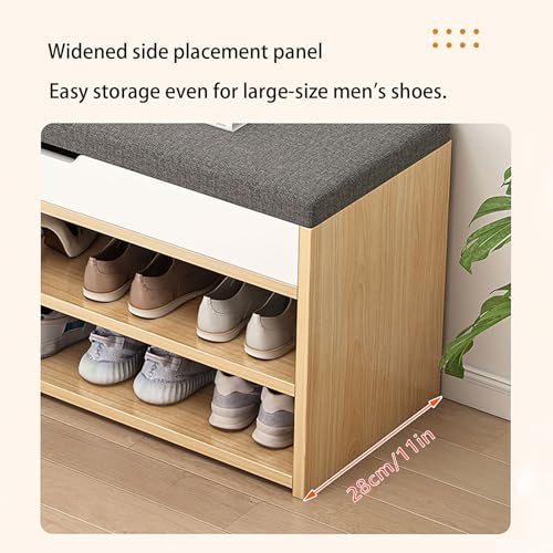 Banc à chaussures avec coussin capacité 60 kg meuble de rangement - 4