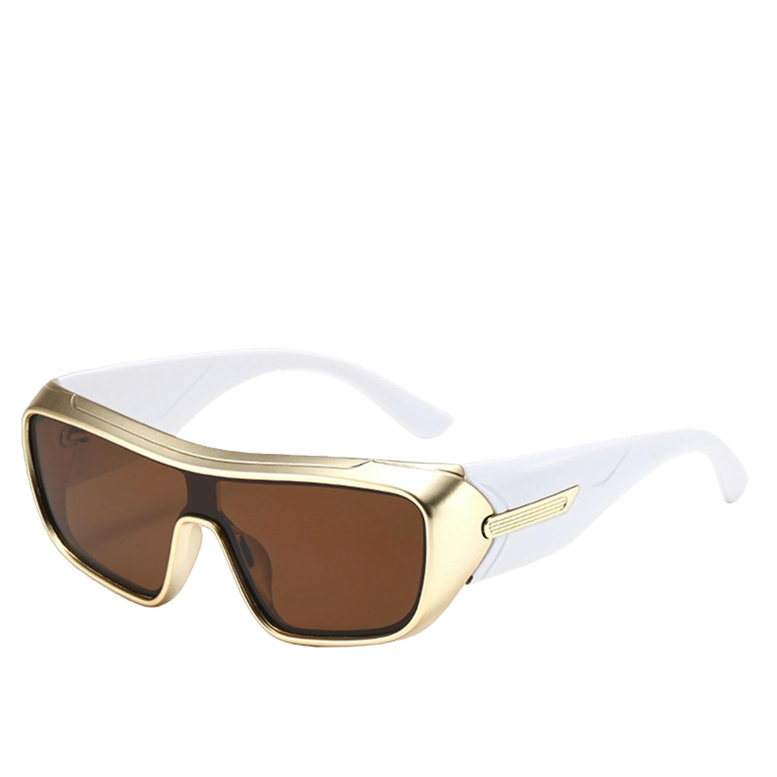 Gyios sunglasses Luxury Women Men Glasses Steampunk Fashion-gold-rimmed White-temple Tea-colored Lenses
