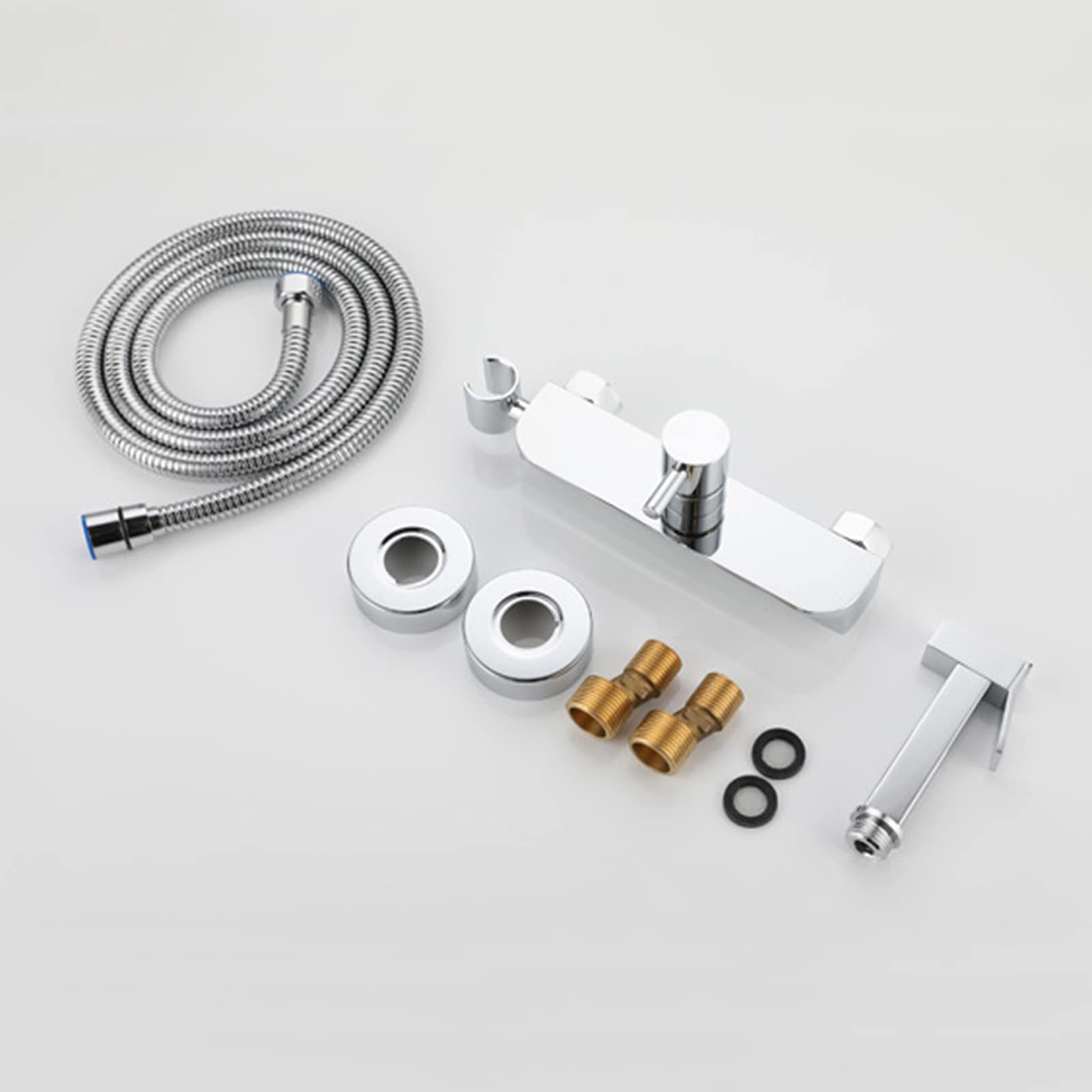 Kit de rociador de bidé para inodoro, grifo de fijación para bidé montado en la pared, cromado, monomando, baño frío y caliente, kit de rociador para bidé, manguera de ducha (manguera de ducha)