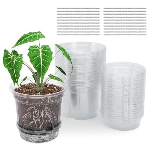 MIXC Plant Pots 4 5 6.5Inch Self Watering Pots - 6 Pack Clear pots with Drainage Holes,Deep Reservoir,Nursery Planting Pot for Indoor Out Door Plants