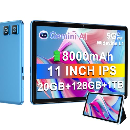 Image of DMOAO Tablet 2026 11 Inch Tablet Android 14 Tablets with 128GB + 20GB Large Storage, Octa-Core 2.0Ghz, 8000mAh,18W Fast Charging, 5G WiFi, GPS, 5+13MP Camera, Widevine L1, Face Unlock-Blue