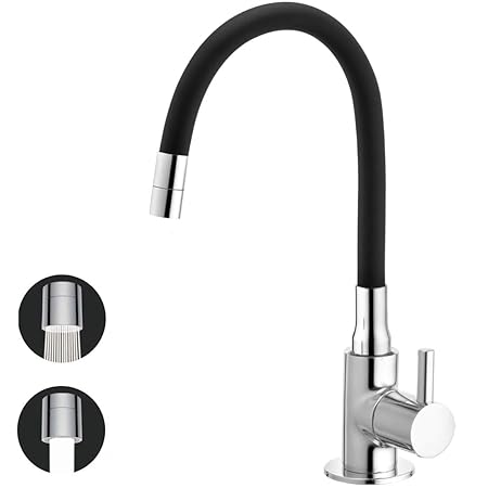 ALTON GRC3756 Brass Swan Neck with Dual Flow Flexible Swivel Spout, Chrome Finish