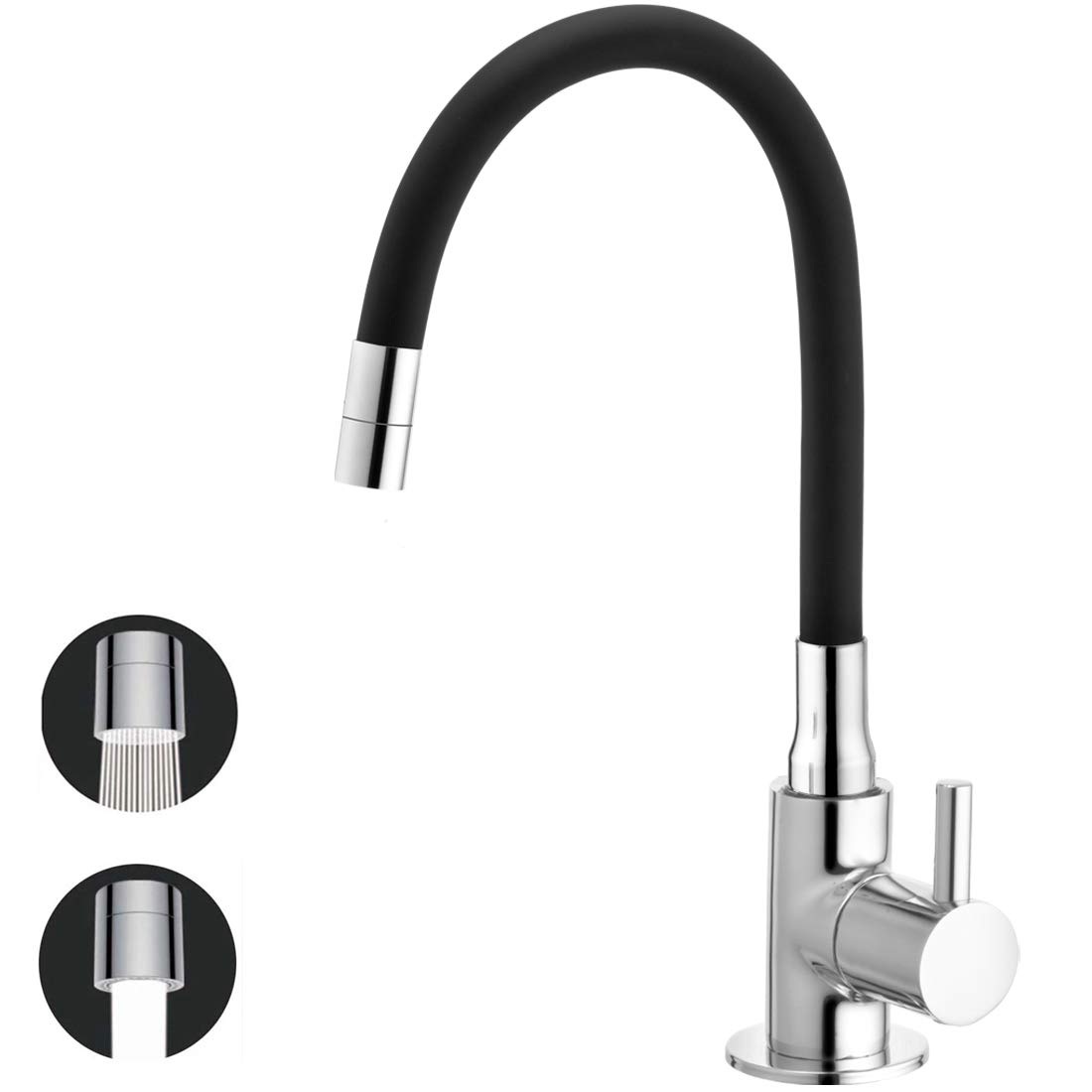 Alton GRC3756 Brass Swan Neck with Dual Flow Flexible Swivel Spout, Chrome Finish