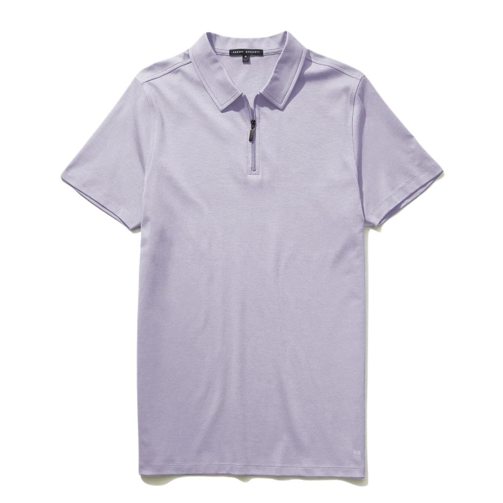 Robert Barakett Georgia Zip Polo T Shirt, Short Sleeve, Regular Fit, Pima Cotton Mens Tee