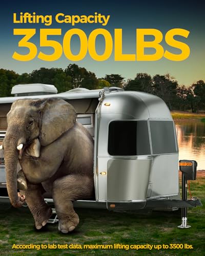 Image of KYX Electric Trailer Jack, 3500lbs Electric Power A-Frame Tongue Jack, 9 inch-32 inch Lift Tongue Jack with Waterproof Cover & LED Light for RV, Horse, Utility & Yacht Trailers, 12V DC Hard Wiring