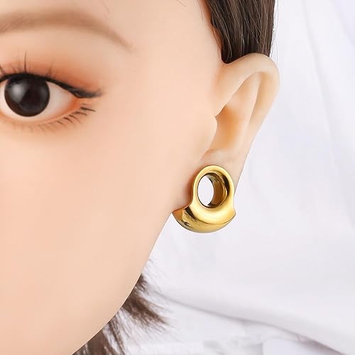 Miniatura 4 de LADEMAYH 2Pcs Cool Ears Gauges Body Jewelry Ear Plugs Gauges for Ears, Size 0g - 1 inch Ear Tunnels Gauge Earrings, Hypoallergenic Stainless Steel