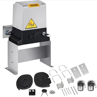 Happybuy Automatic Sliding Gate Opener 1400LBS with 2 Remote Controls, Gate Operator Hardware Kit for Security, Move Speed 43ft Per Min, Electric Rolling Driveway Slide Gate Motor