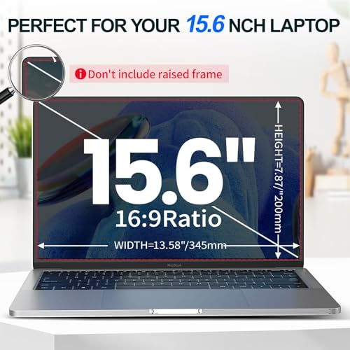 Image of 2Pack Magnetic 15.6 Inch Laptop Privacy Screen 16:9 Aspect Ratio, Removable Anti-Blue /Glare Protector Film, Anti Spy Desktop Security Private Filter 15.6in