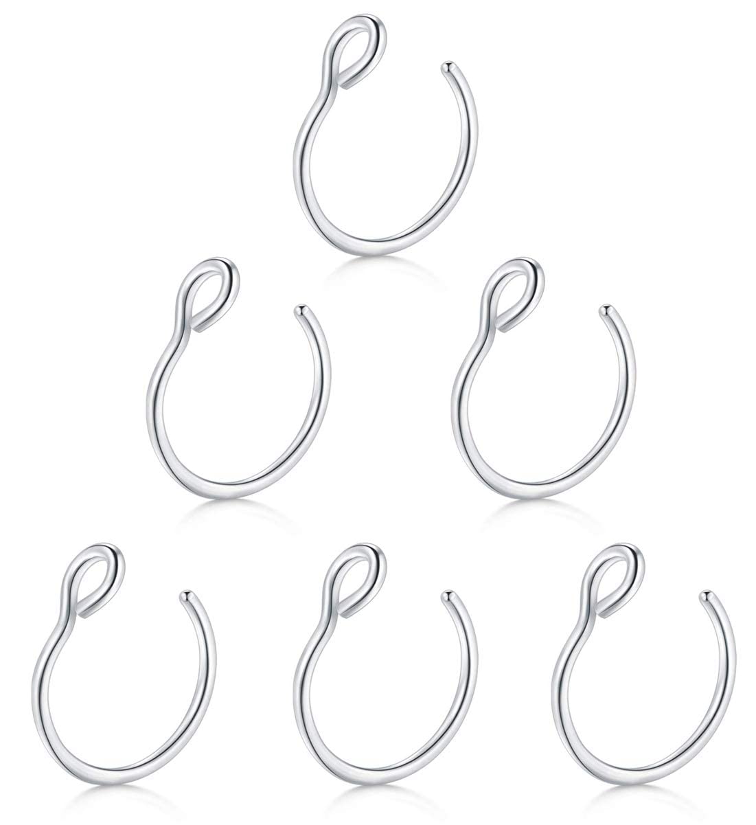 20G Fake Nose Ring Hoop,8mm Faux Nose Piercing Jewelry Clip on Nose Ring,No Piercing