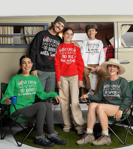 Most Likely to Christmas Sweatshirt for Family 36 Quotes Personalized Matching Christmas Pajamas Funny Christmas Sweater Custom Text Christmas PJs Couples Party Multicolor2