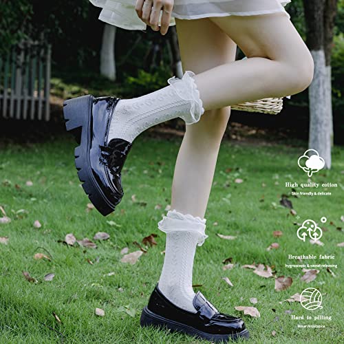 SRYL Women Ankle Socks, Lace Ruffle Frilly Comfortable Cotton Socks Fashion Ladies Girl Princess2