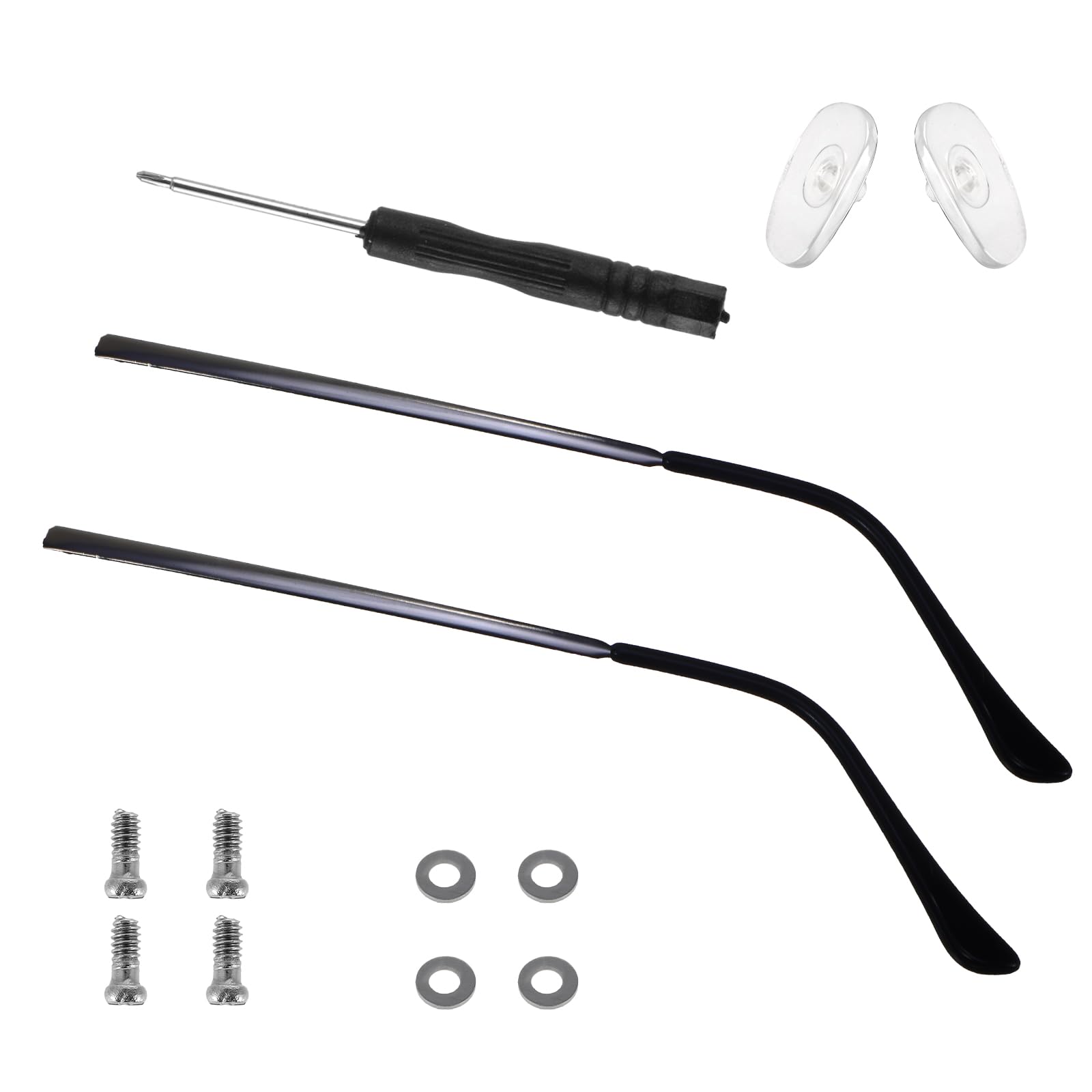 Photo 1 of 1 Pair Universal Glasses Repair Kit with Screws & Screwdriver Arm Replacement Eyeglass Screws Repair Kit Eye Fixing Screwdriver Eyeglasses Screw Legs Replacement Parts(Dark Grey)