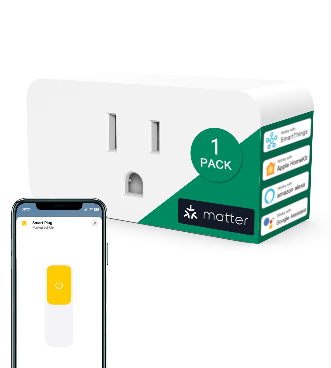 Matter Smart Plug Mini, Compact Design, 15A/1800W Max, Super Easy Setup, 2.4G Wi-Fi Outlet Works with Homekit, Alexa & Google Home, SmartThings