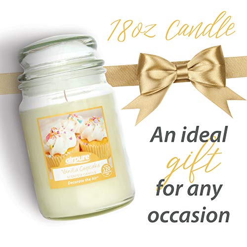 AIRPURE Large Candle Scented, Vanilla Cupcake Fragrance, 18oz Jar, 120 Hour Ornamental Candles, Fill The Room with a Warm and Homey Fragrance, for The Bedroom, Bathroom, Family Room of Office - Image 4